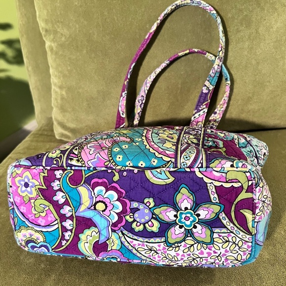 Vera Bradley HEATHER Purple/Teal Mandy Tote Shoulder Bag & Turnlock Wallet Combo - Picture 9 of 11